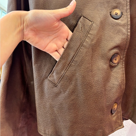 Brown Vintage Leather Bomber Jacket - Picture 4 of 7
